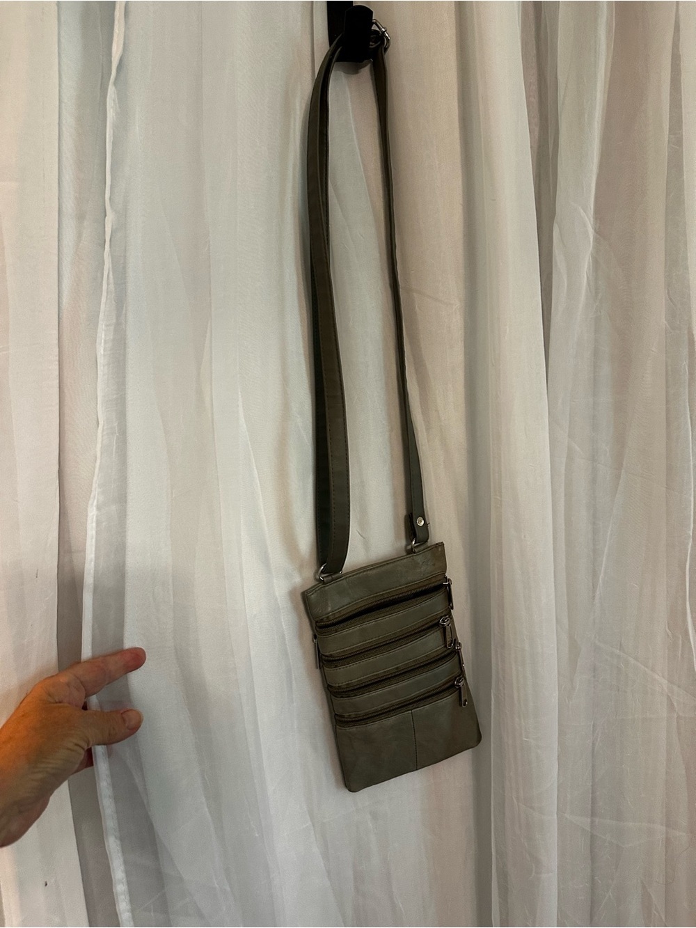 Supple Gray Multi-Zip Crossbody Bag